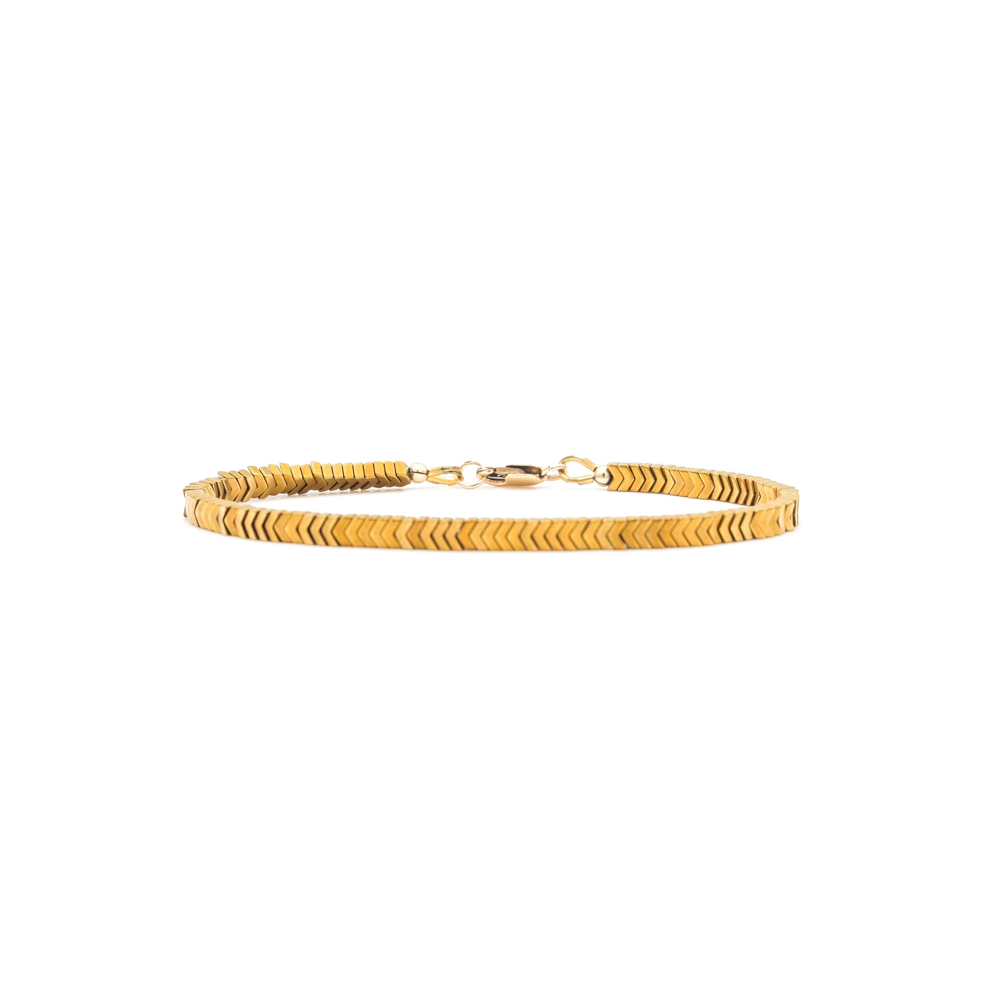 Handcrafted designer stone mini bracelet with gold snake hematite beads - popvibe
