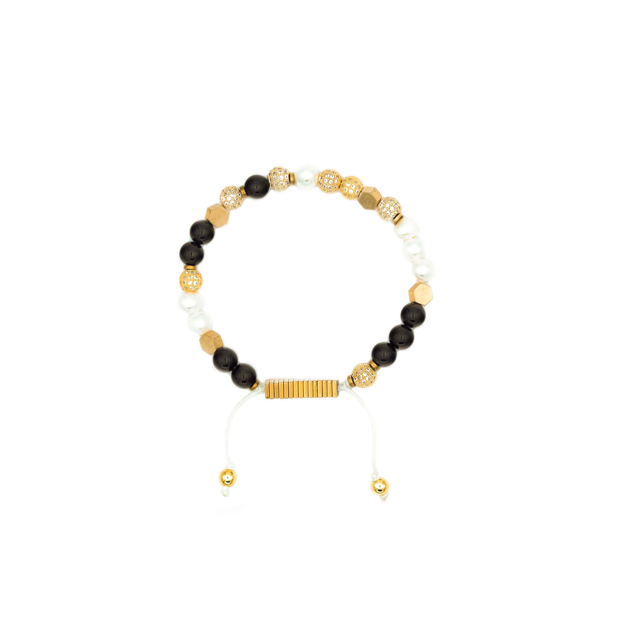 Handcrafted designer stone jewelry pearl black onyx bracelet with a cause charity - popvibe