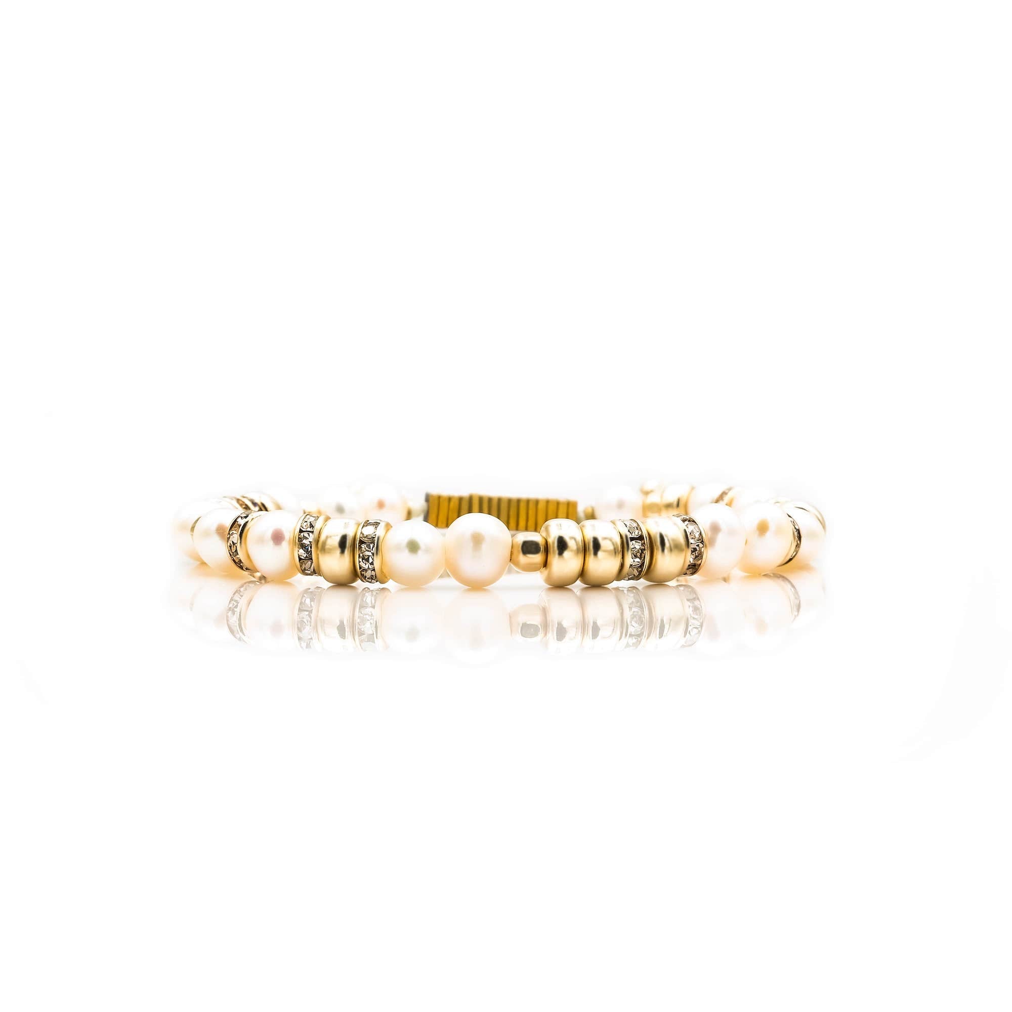 Handcrafted designer stone jewelry pearl cz diamond bracelet - popvibe