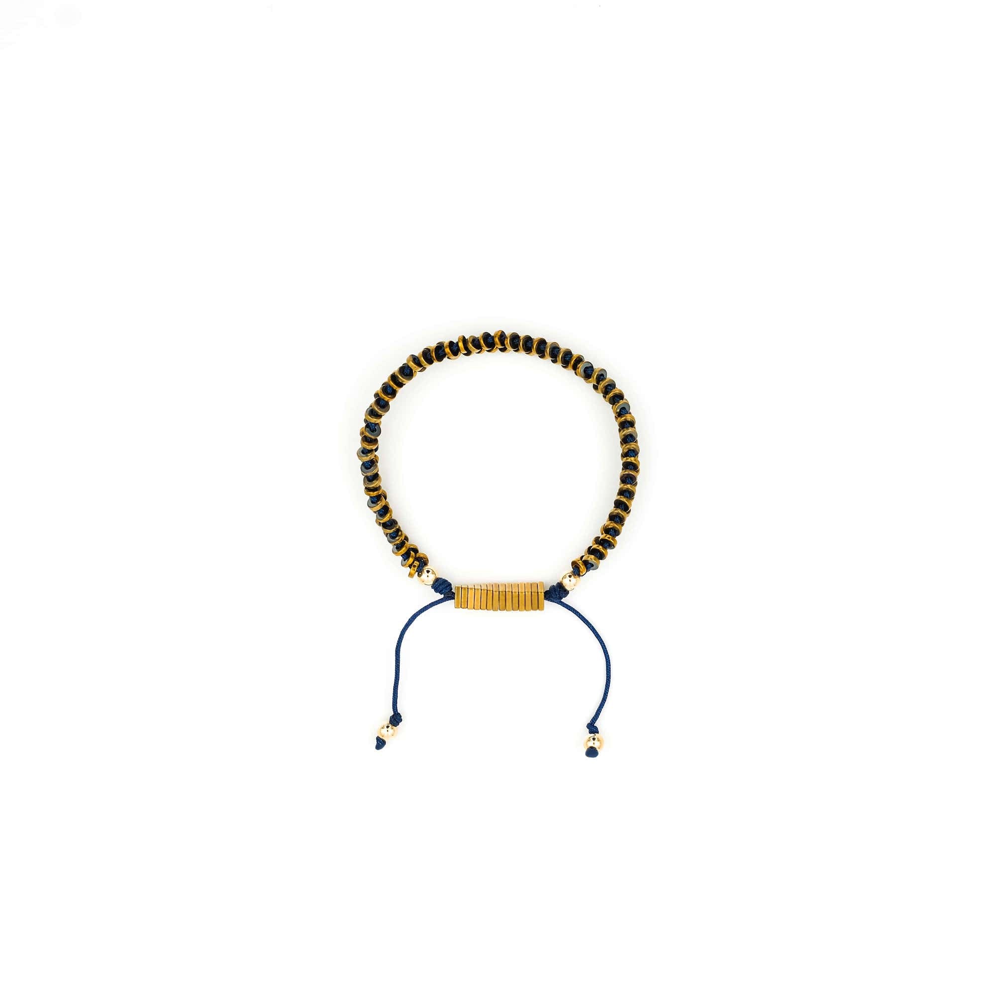 Handcrafted designer stone jewelry gold hematite bracelet - popvibe