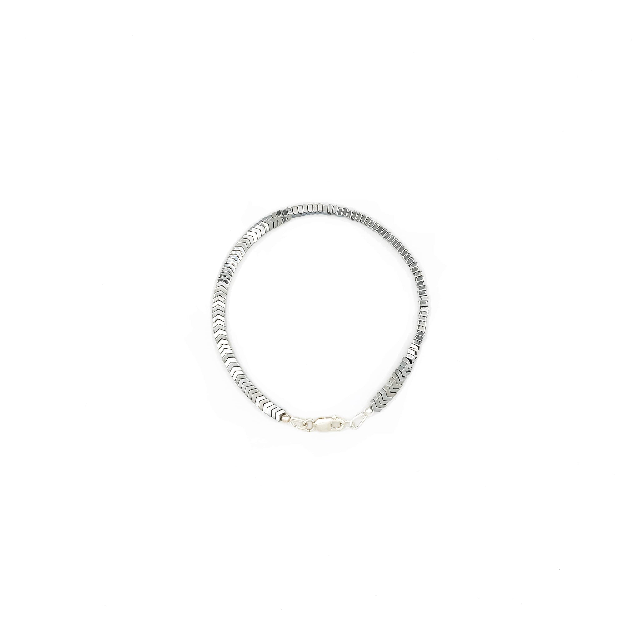 Handcrafted designer stone mini bracelet with silver snake hematite beads - popvibe