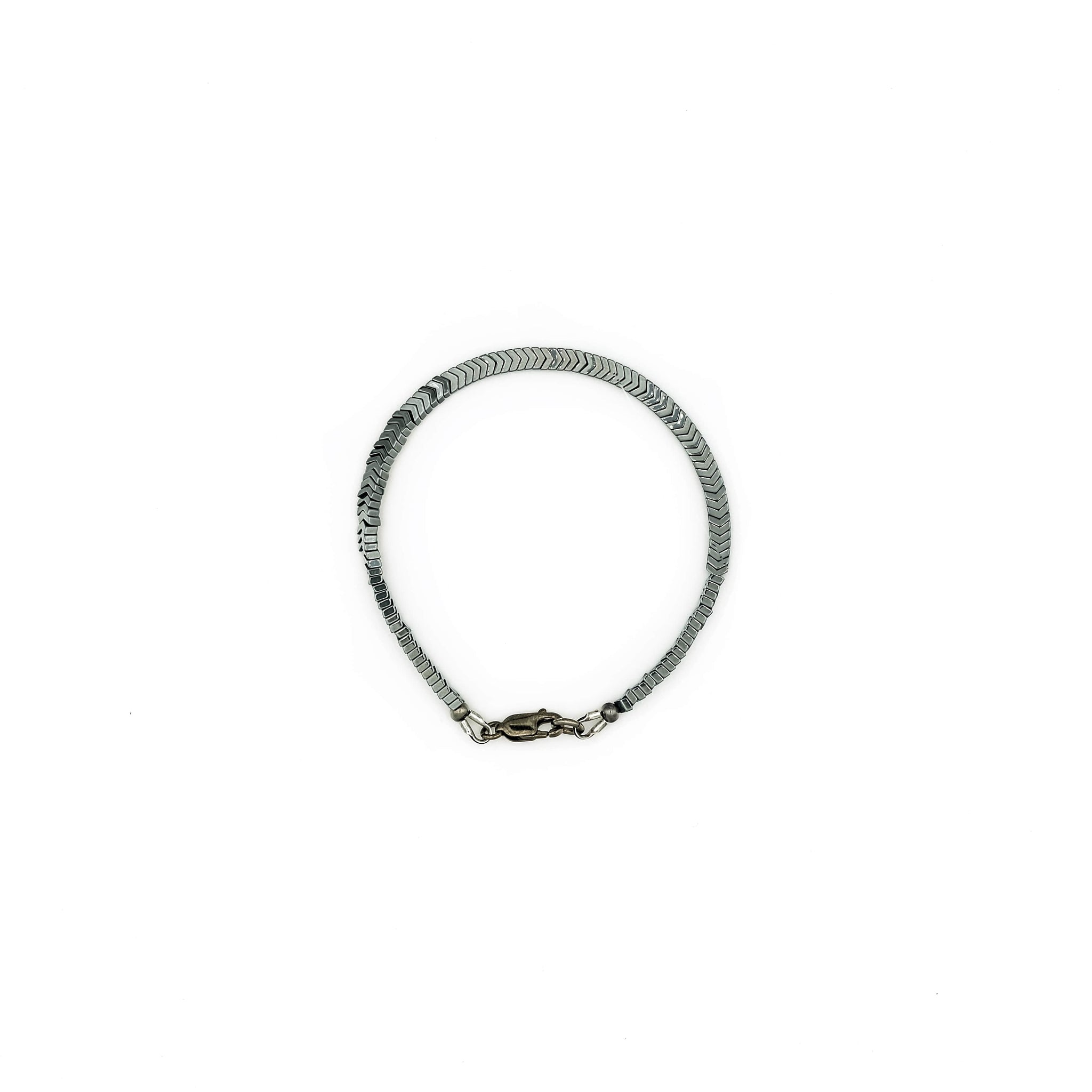 Handcrafted designer stone mini bracelet with black snake hematite beads - popvibe