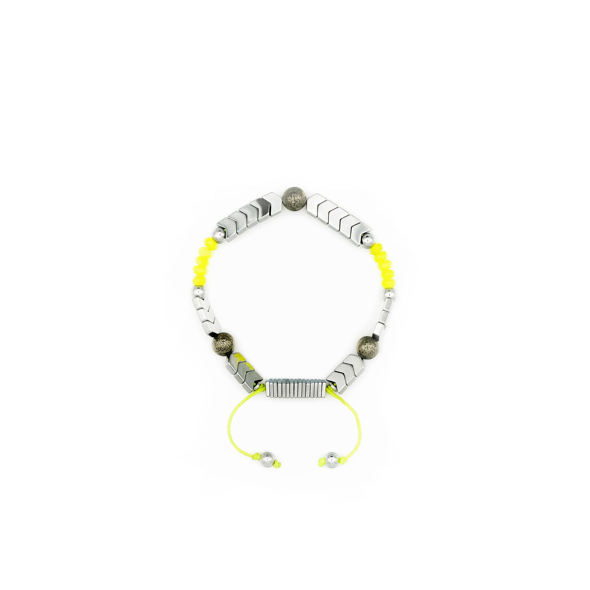 Handcrafted designer stone bracelet with neon jade silver hematite snake beads - popvibe