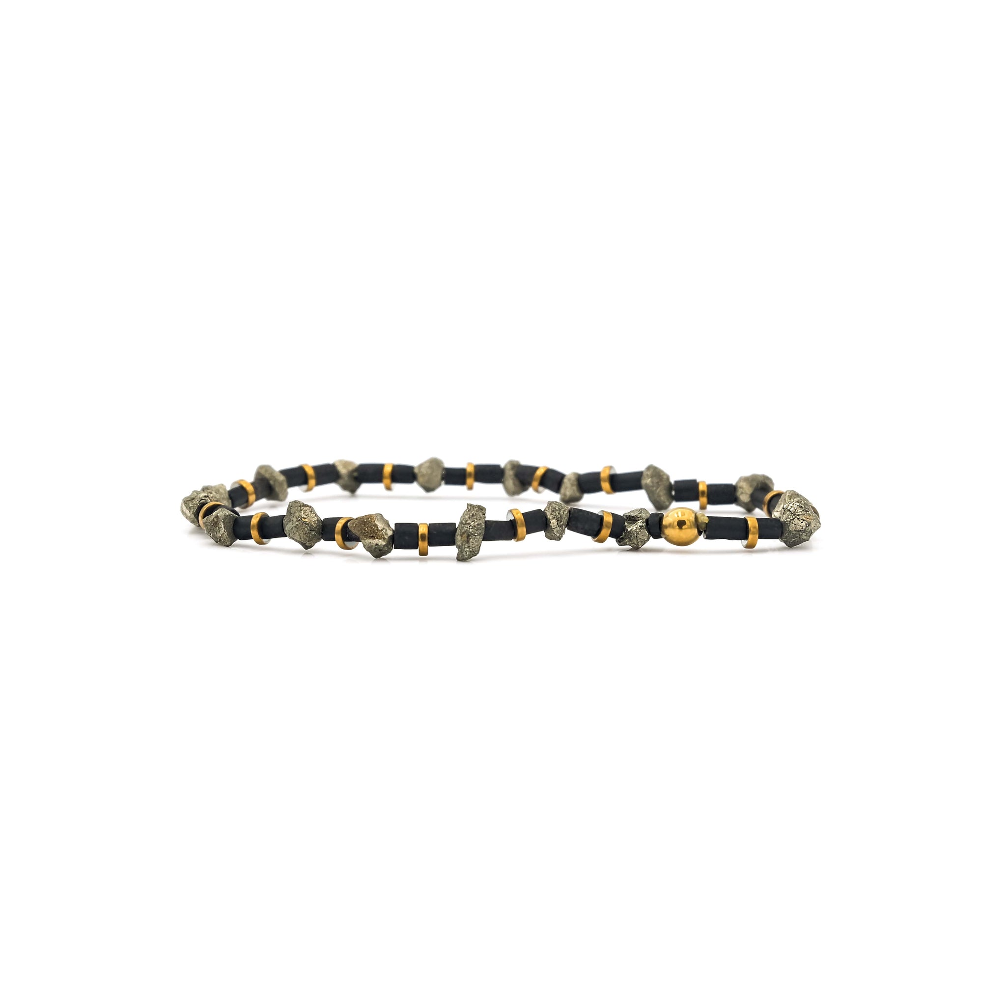 Raw Pyrite, Jade & Hematite Mini Heishi Stretch Bracelet | Ali Forney Center