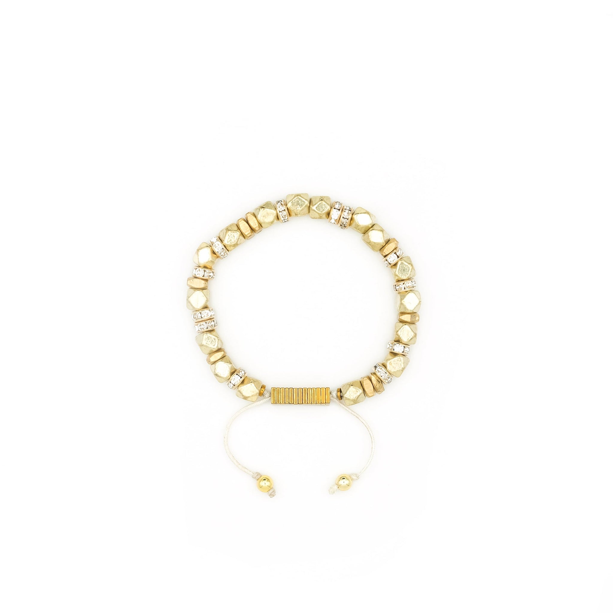 Handcrafted designer stone bracelet with gold filled cz diamond raw brass beads - popvibe
