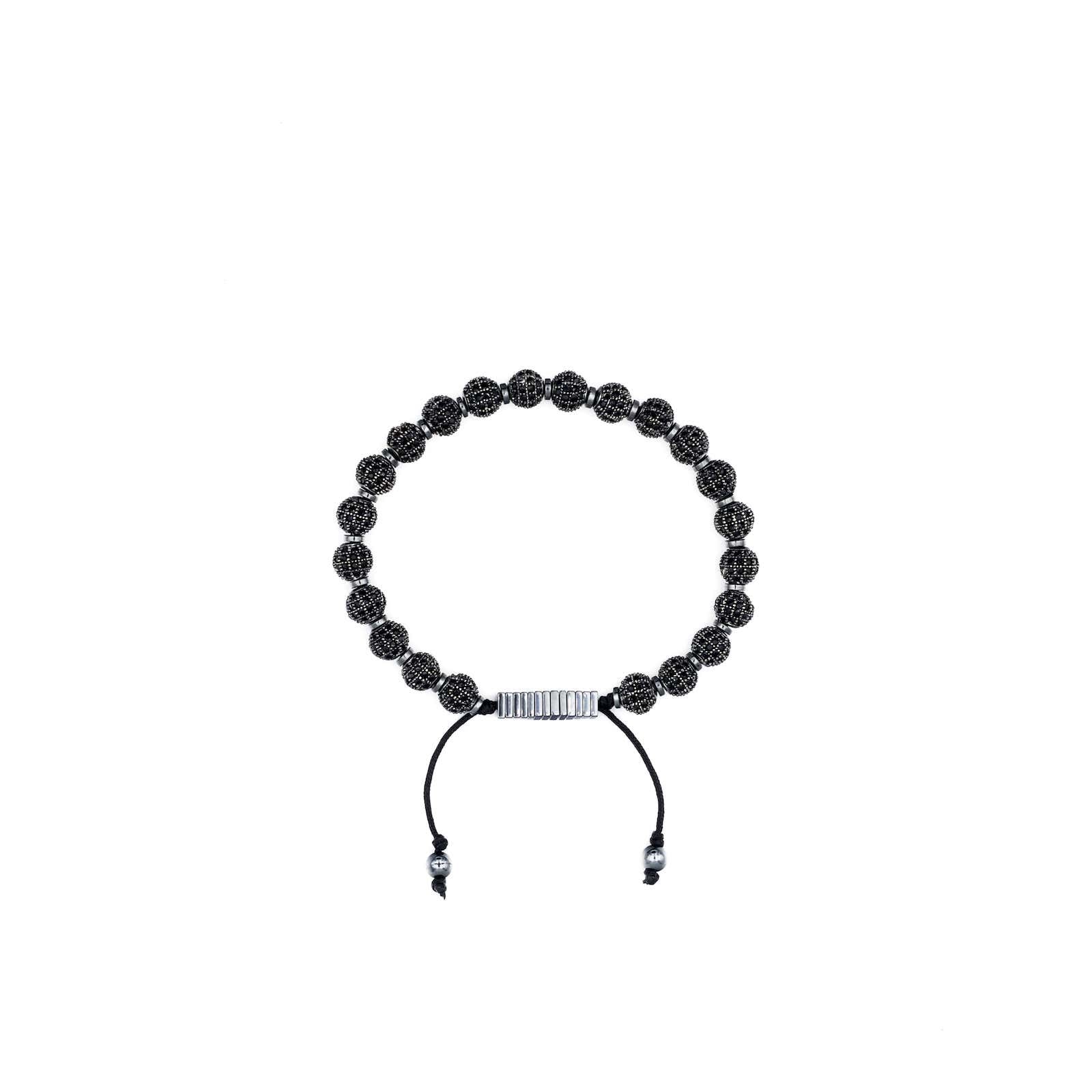 Handcrafted designer stone bracelet with black cz diamond beads - popvibe