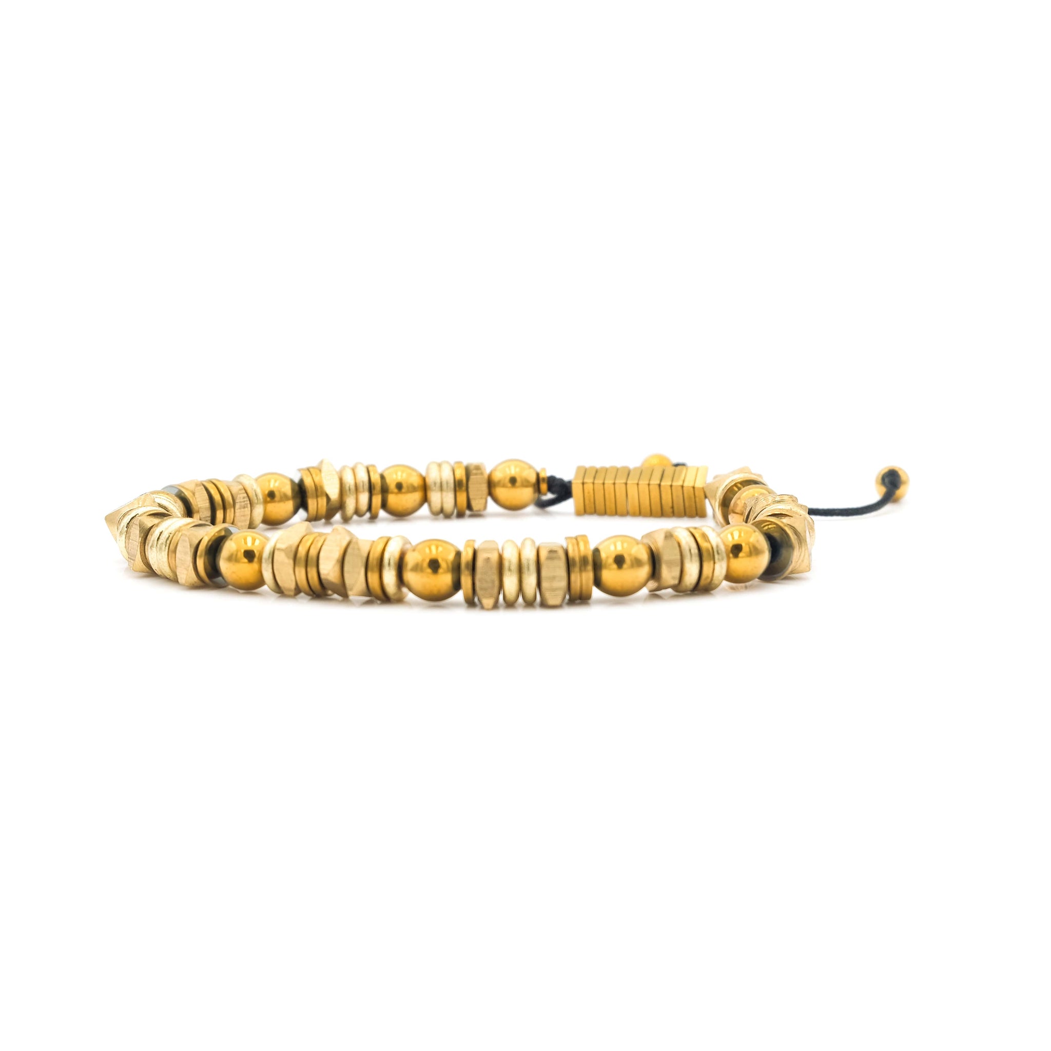 Handcrafted designer stone bracelet with gold hematite brass beads - popvibe