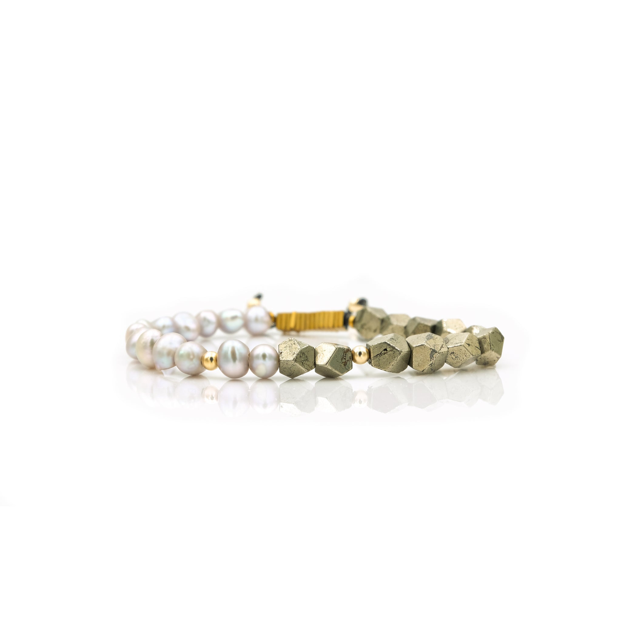 Raw Pyrite & Fresh Water Pearl Bracelet | Ali Forney Center