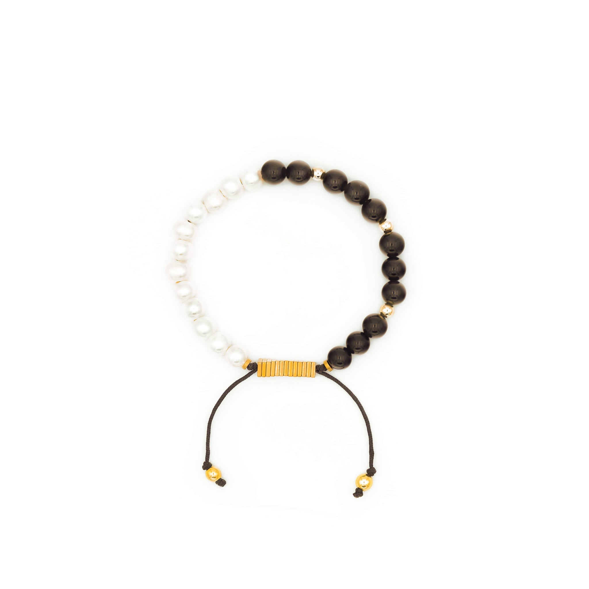 Handcrafted designer stone jewelry pearl black onyx bracelet with a cause charity - popvibe