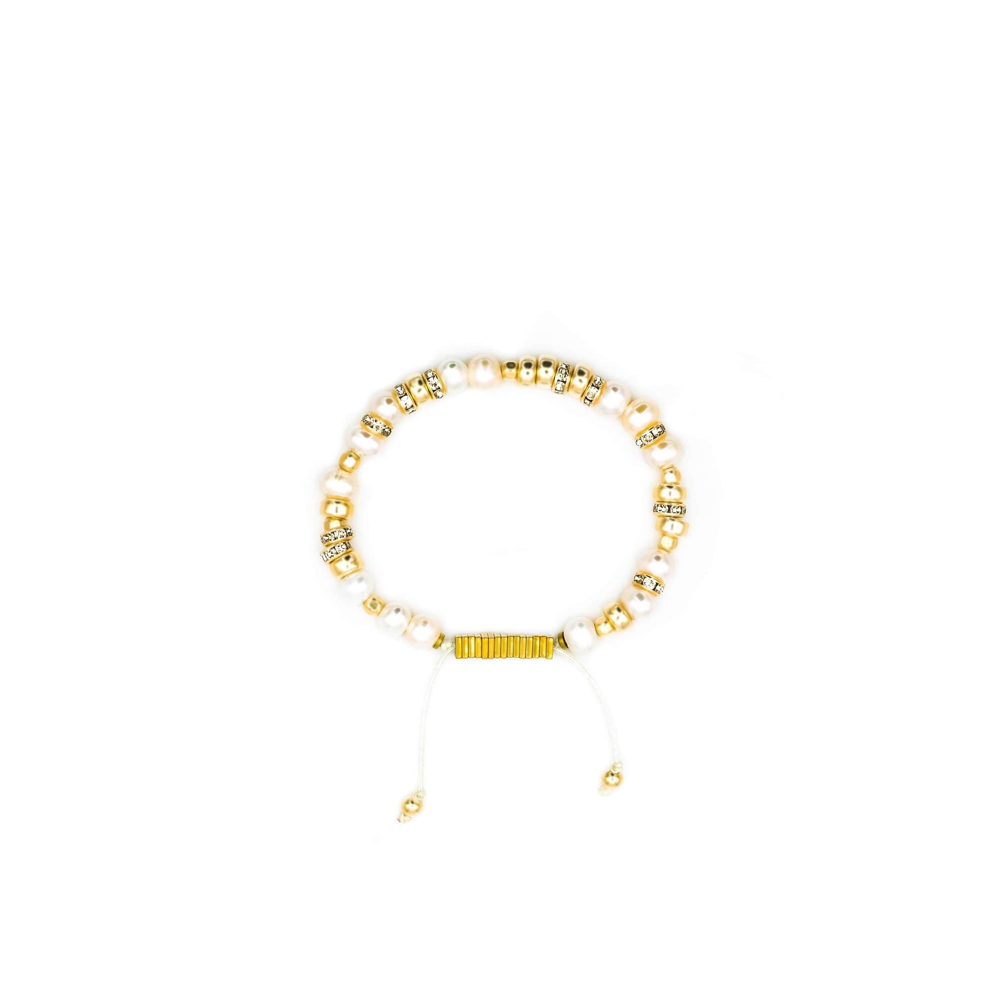 Handcrafted designer stone jewelry pearl cz diamond bracelet - popvibe
