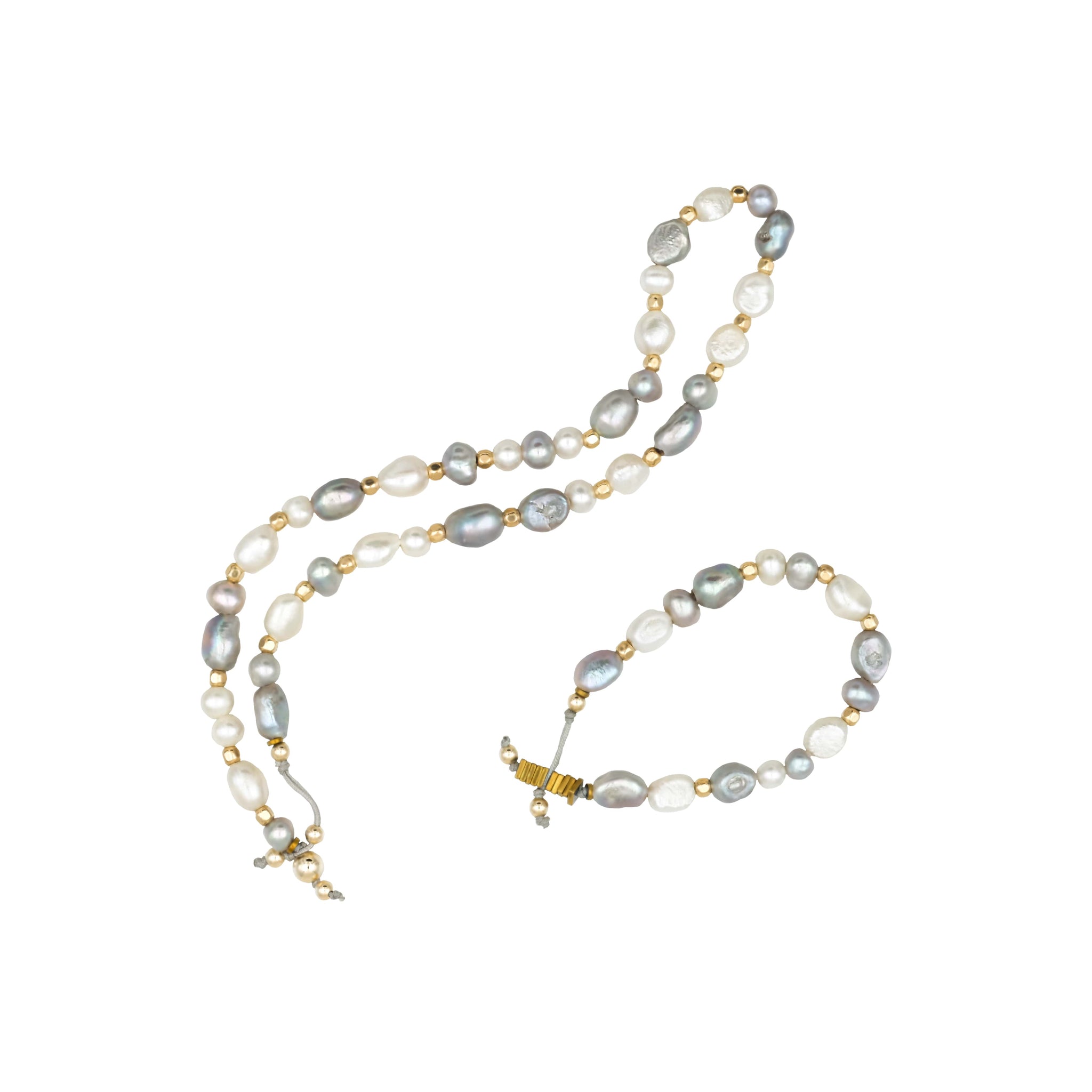 Handcrafted designer stone vibe jewelry gray white pearls bracelet - popvibe