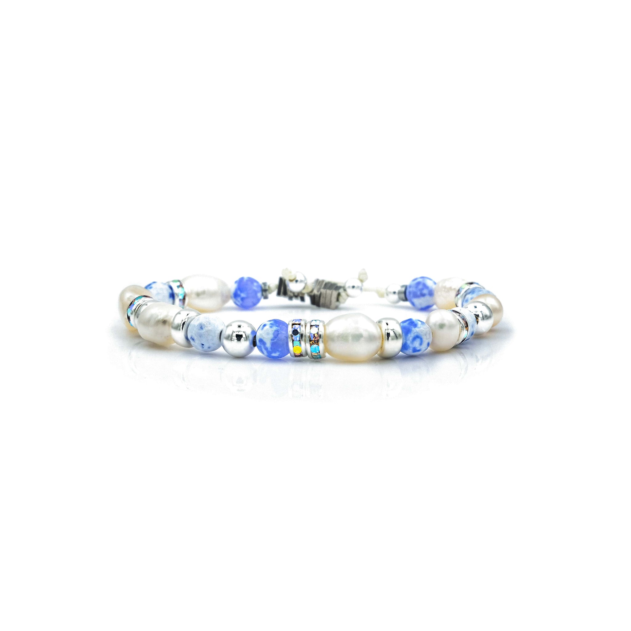 Handcrafted designer stone vibe jewelry agate pearl bracelet - popvibe